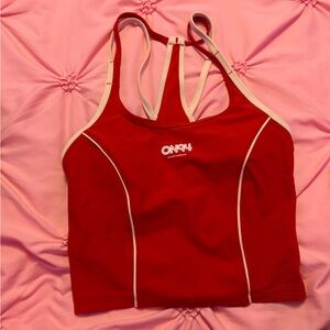 Onzie Red and White Athletic Tank